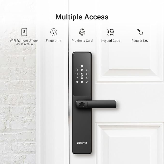 EZVIZ Smart Lock Y2000, 7-in-1 Smart Door Lock & Keyless Entry Door Lock, Built-in Wifi Fingerprint Access, Weather-Resistant, Child Safety Lock for Home, Apartment, Villa, Office, Hotel (5085) - Image 5