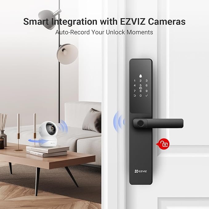 EZVIZ Smart Lock Y2000, 7-in-1 Smart Door Lock & Keyless Entry Door Lock, Built-in Wifi Fingerprint Access, Weather-Resistant, Child Safety Lock for Home, Apartment, Villa, Office, Hotel (5085) - Image 4