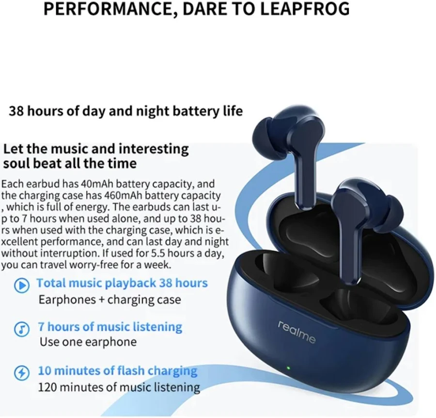 realme Original Realme Buds T110 Earphone Bluetooth Ai Noise Cancelling Wireless Headphone Hifi Sound Qu... - One size - Image 4